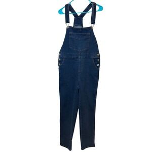 NWOT Acydar Denim Overalls Womens Size Medium Dark Wash Stretch Blue Jeans Bibs